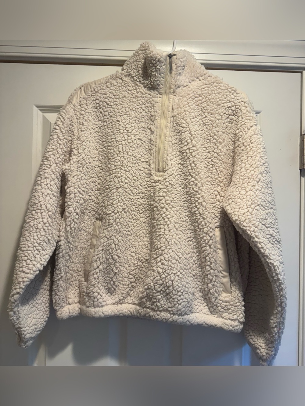 Athleta Cream Sherpa Half-Zip Pullover